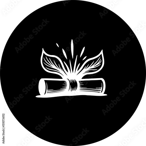 Stylized graphical depiction of stylized papers with emanating light illustration