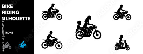 Bike Riding Silhouette Vector