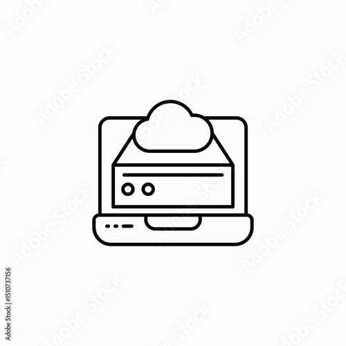 laptop cloud server icon sign vector