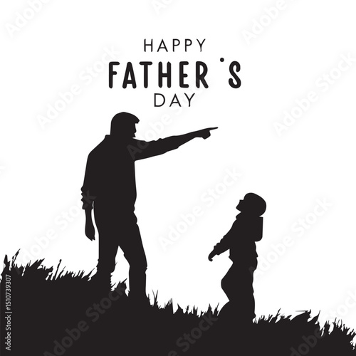 Happy fathers day with dad and children silhouette