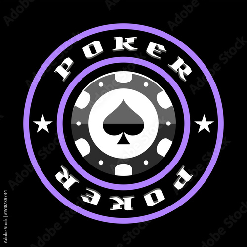Poker chip logo. Spades sign. Gambling emblem. Casino games.