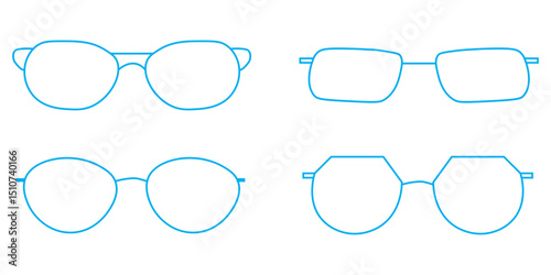 Collection of stylish sunglasses silhouettes for fashion and summer related design concepts