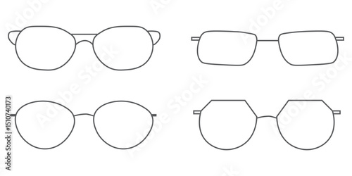 Collection of stylish sunglasses silhouettes for fashion and summer related design concepts