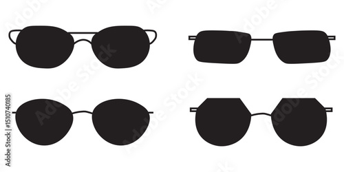 Collection of stylish sunglasses silhouettes for fashion and summer related design concepts