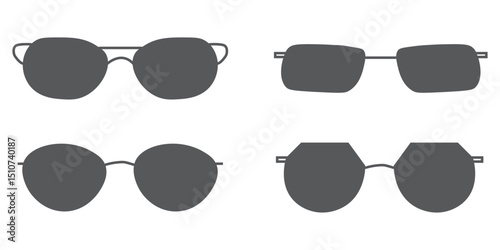 Collection of stylish sunglasses silhouettes for fashion and summer related design concepts