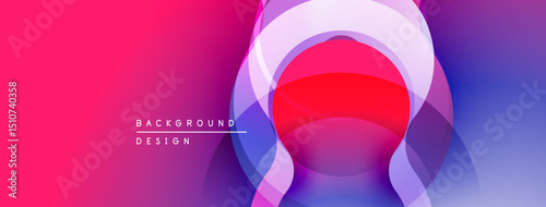 Abstract vibrant layers create dynamic visual effect. Pink, purple, blue hues blend smoothly. Modern design element.