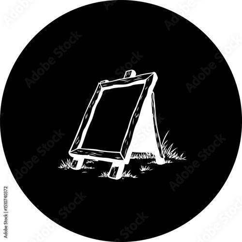 Minimalist easel sketch in black and white for creative presentations
