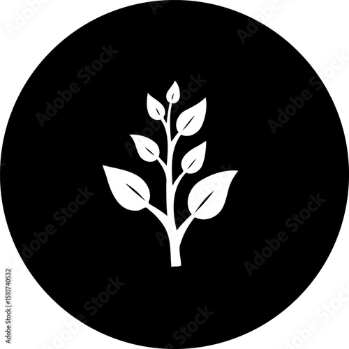 A clean and minimal representation of a plant sprouting against a black backdrop