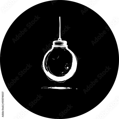 Stylized lightbulb sketch against dark backdrop, minimalist illustration