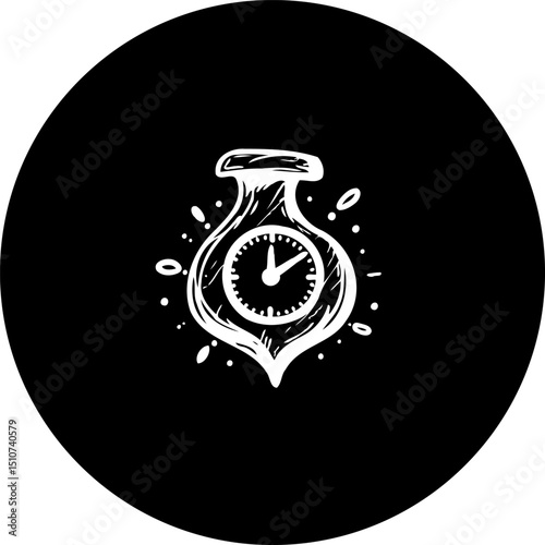 Stylized Time Essence: An Abstract Clockwork Illustration in Monochrome Circle