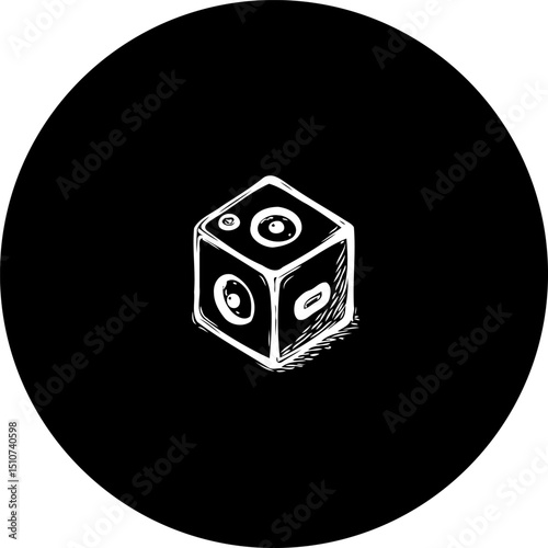 Monochrome Abstract Geometric Iconography Centered in Circular Composition