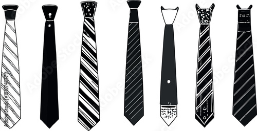 Set of black and white necktie designs