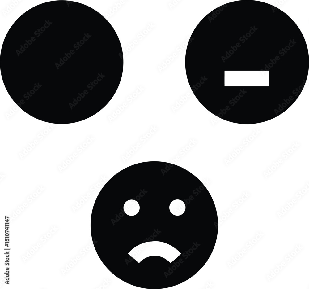 Fototapeta premium Single circular emoji icon with various facial expressions