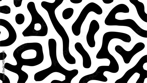 Turing pattern made only of black lines, transparent background