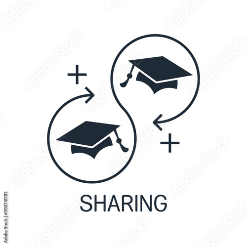 Sharing knowledge, developing learning.Vector linear illustration icon isolated on white background.