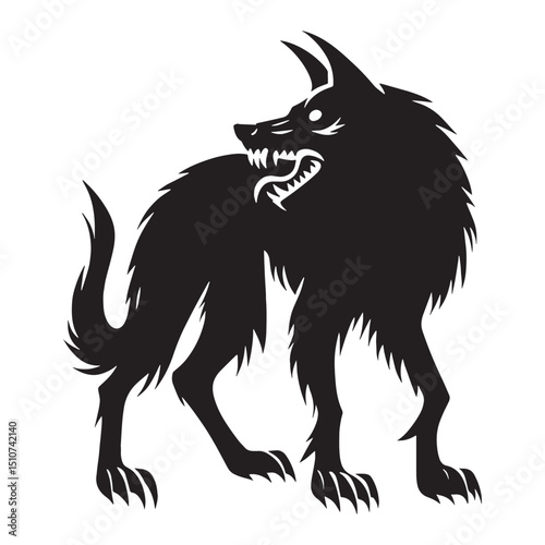 Grim hellhound silhouette optimized for supernatural stock sets – hellhound silhouette – hellhound vector illustration – silhouette of hellhound

