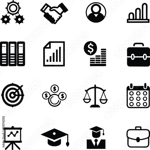 Flat Business Icons Pack – Modern Vector Symbols for Corporate & Office Use