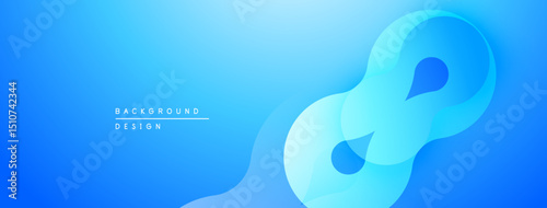 Bright blue abstract background. Smooth curves create dynamic shape, modern design element. Gradient effect adds depth.