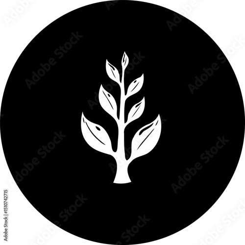 Botanical sprout illustration against a stark background for simple design themes