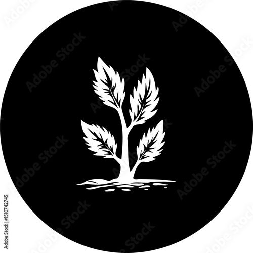 Stylized plant emblem on contrasting dark background evoking growth concept