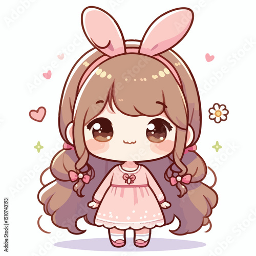 little girl wearing bunny headband
