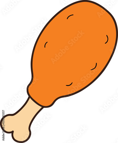 fried chicken drumstick icon clipart vector on transparent background