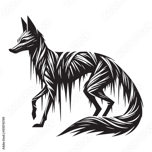 Conceptual mummified fox silhouette vector for unique identity design – mummified fox silhouette – mummified fox vector illustration – silhouette of mummified fox

