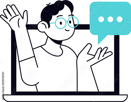 Illustration of online meeting video call conference webinar communication chat support vector design 100 vector art illustration