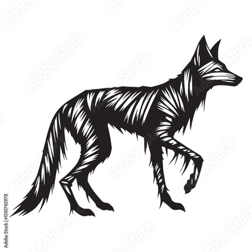 Clean mummified fox silhouette designed for bold and minimal aesthetics – mummified fox silhouette – mummified fox vector illustration – silhouette of mummified fox

