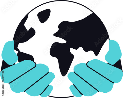 Illustration of hands holding earth globe vector graphic for environmental protection and care concept vector art illustration