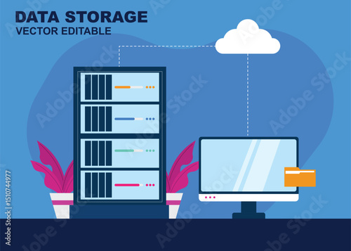 Cloud Technology Isometric Concept. distribution of information technology concept. Vector Illustration.