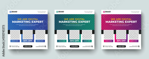 Modern corporate business marketing post or web banner design layout template. Digital marketing expert social media post, advertising web banner, ad design template.