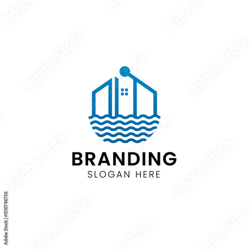 Real estate iconic symbolic home and building combined logo