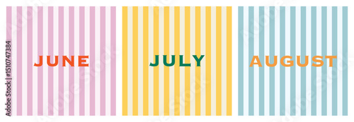 Creative concept of summer bright covers, cards or posters in minimal style for corporate identity, branding, social media ads, promo. June, july, august