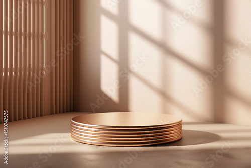 Fototapeta Naklejka Na Ścianę i Meble -  A round table with a gold base