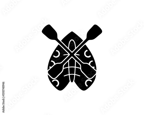 creative details Outline silhouette rowing oar paddle icon