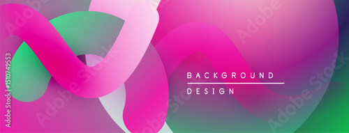 Abstract fluid shapes, vibrant pinks, greens, purples blend. Modern design element for backgrounds, presentations. Smooth gradients create depth.
