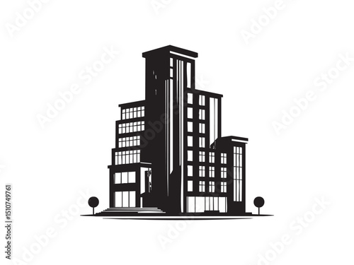 City Building Silhouette – Real Estate and Urban Development Vector Illustration.

