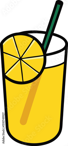 Refreshing Lemonade Illustration Zesty Citrus Drink with Straw