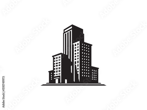 City Building Silhouette – Real Estate and Urban Development Vector Illustration.

