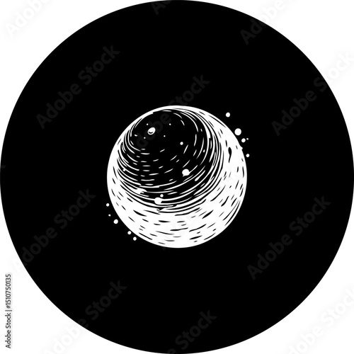 Abstract depiction of celestial sphere with textures and bright dots on dark space