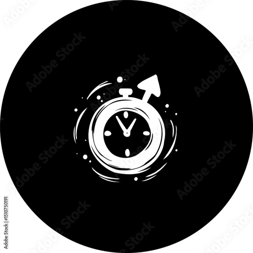 Stylized digital illustration showcasing a stopwatch within a contrasting backdrop