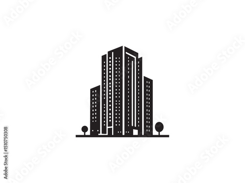 City Building Silhouette – Real Estate and Urban Development Vector Illustration.

