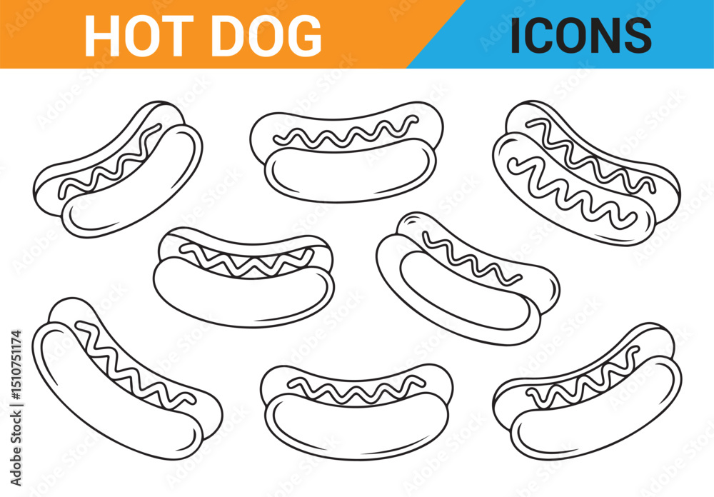 Hot Dog Sketch – Minimalist Line Art of Fast Food with Mustard Hot Dog Sketch – Minimalist Line Art of Fast Food with Mustard