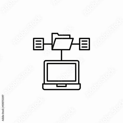 laptop files folder icon sign vector