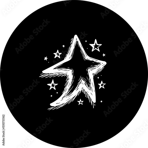 Stylized astral emblem with a central rough edged star motif design