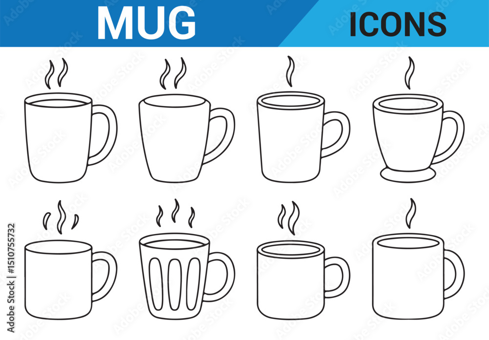 Obraz premium Hot Coffee Mug Sketch – Simple Line Art of Drink with Steam