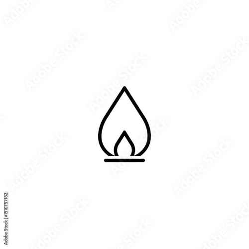 Simple flame icon shines brightly on clean background energy