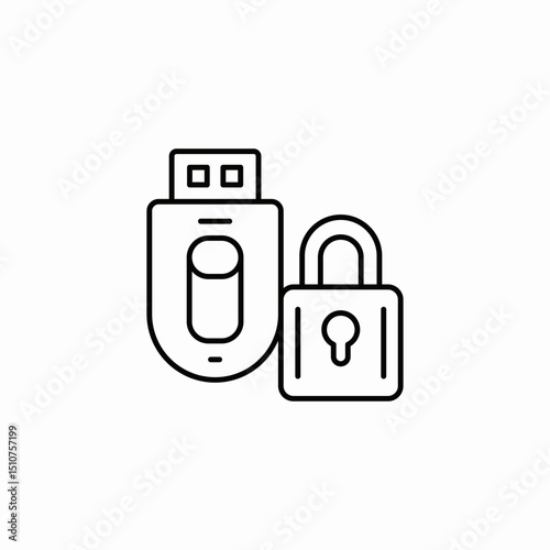 usb lock icon sign vector