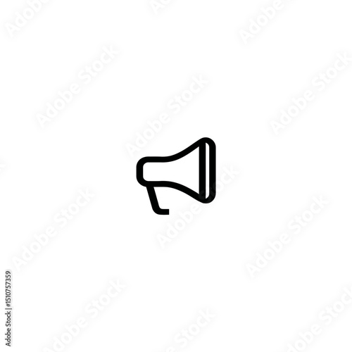 Outline megaphone announces news on white backdrop minimalism